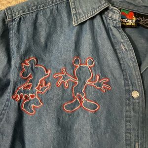 Mickey Unlimited edition denim button up shirt loose fitting
